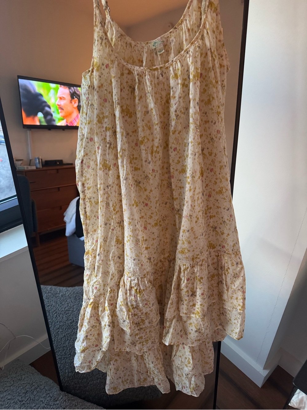 J. Crew Cream Floral Ruffle Swim Coverup